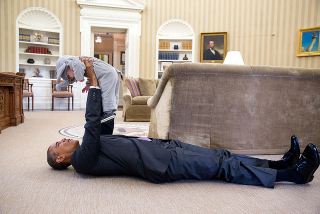 Lifting weights, also known as small children. Oct. 30, 2015White House Photo by Pete Souza